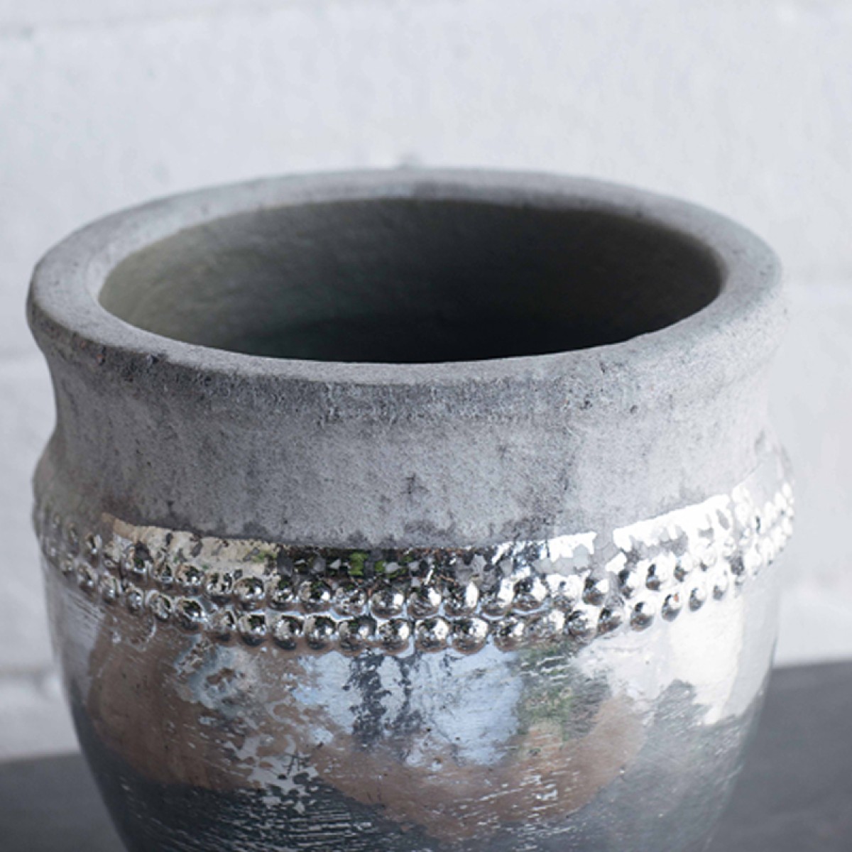Artekko Uma Κασπώ από Τερακότα Ασημί/Γκρι (20,3x20,3x19,1)cm Σετ/2