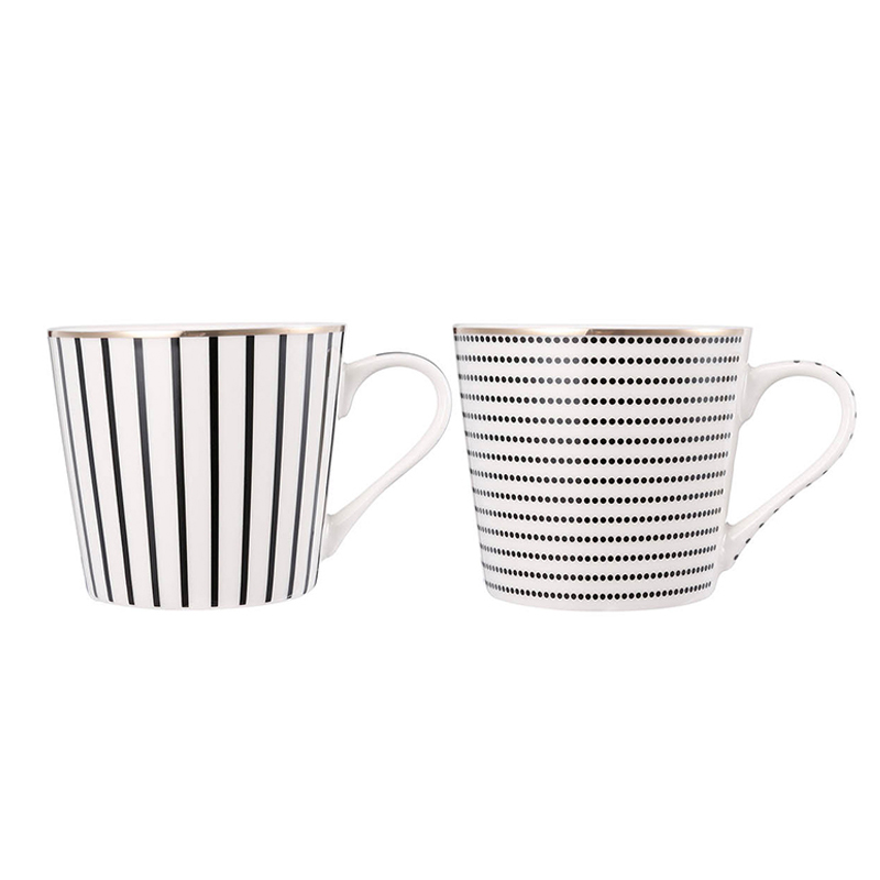Artekko Iqorser Κούπα Πορσελάνης Bone China σε Λευκό με Μαύρο (13.5x9.5x9)cm