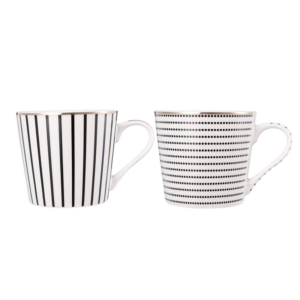 Artekko Iqorser Κούπα Πορσελάνης Bone China σε Λευκό με Μαύρο (13.5x9.5x9)cm