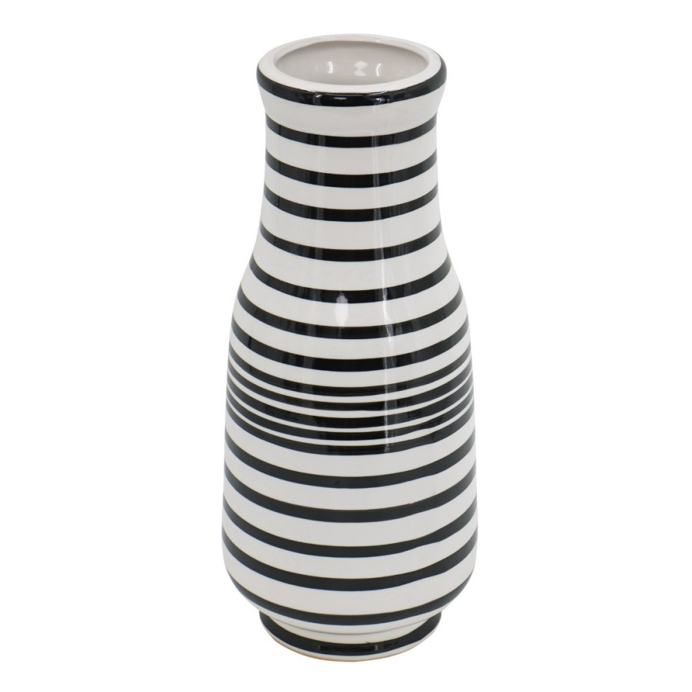 Artekko Zebra Κεραμικό Βάζο Ριγέ σε Λευκό και Μαύρο (17.7x17.7x45.7)cm