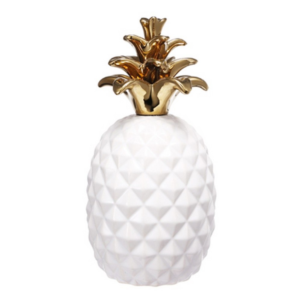 Artekko Pineapple Διακοσμητικός Ανανάς Κεραμικό Λευκό/Χρυσό (9x9x17)cm