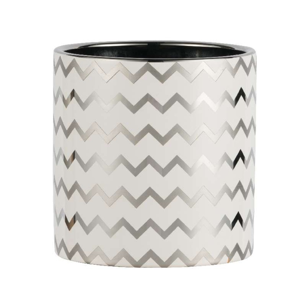Artekko Silver Κεραμικό Κασπώ σε Λευκό με Ασημί (14x14x14)cm