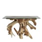 Artekko Munggur Ξύλινη Κονσόλα από Ρίζα Teak σε Ανοιχτό Καφέ (100x40x78)cm με Τζάμι (120x45)cm