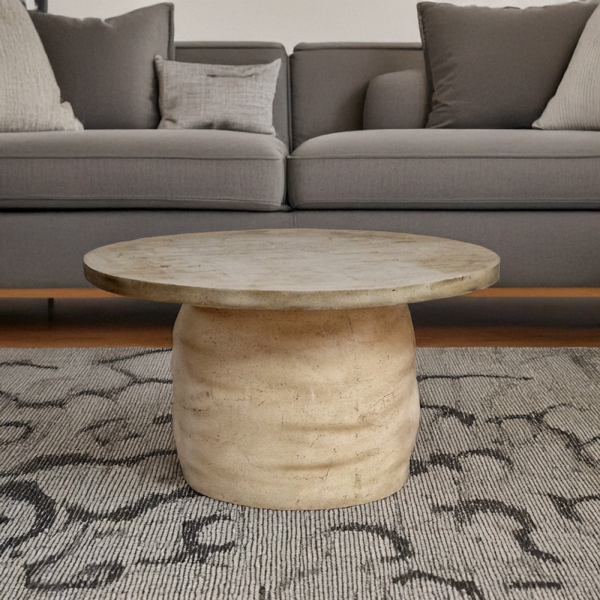 Artekko Solid Μπεζ Πέτρινο Τραπέζι Σαλονιού (100x100x54)cm