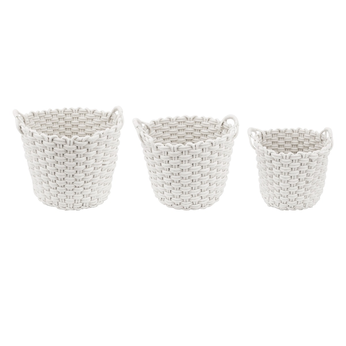 Artekko Woven Καλάθια Υφαντά από Σχοινί Βαμβάκι Πολυεστέρα Λευκό (61x40x20)cm Σετ/3