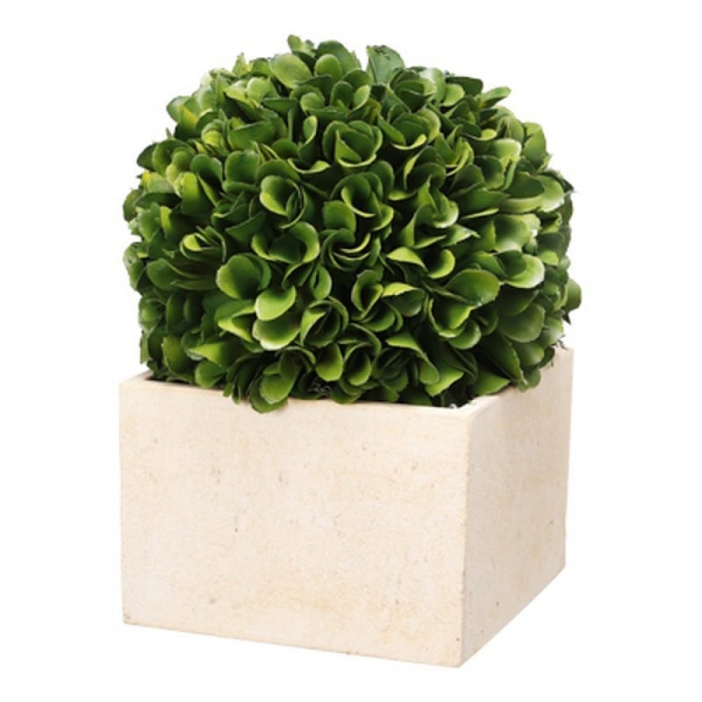 Artekko Boxwood Πράσινος Πλαστικός Τεχνητός Πύξος σε Μπεζ Κασπώ (14x14x18)cm