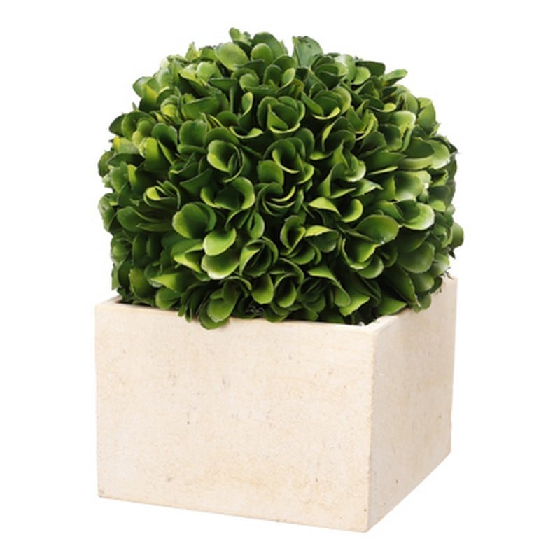 Artekko Boxwood Πράσινος Πλαστικός Τεχνητός Πύξος σε Μπεζ Κασπώ (14x14x18)cm