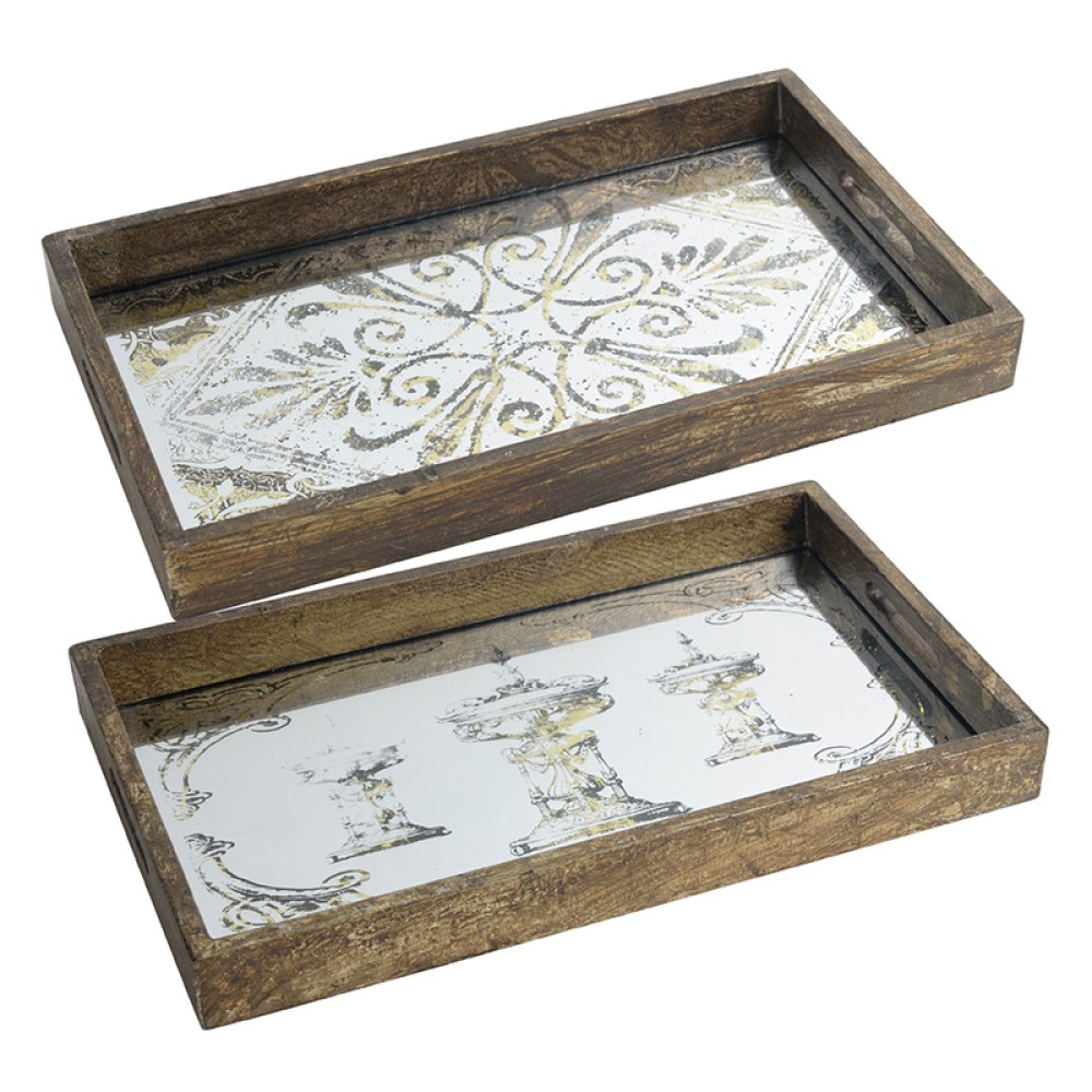 Artekko Tray Χρυσοί Διακοσμητικοί Δίσκοι MDF με Καθρέπτη (43.2x26.7x5.1)cm 2pcs