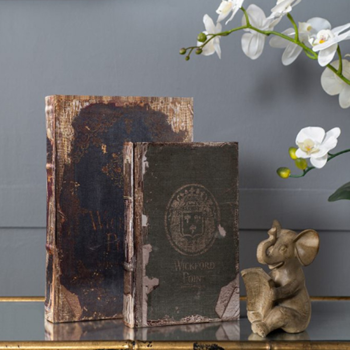 Artekko Book Διακοσμητικό Βιβλίο Κουτί MDF Ύφασμα Πολύχρωμο (33x22x7)cm Σετ/6