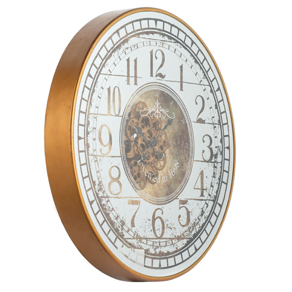 Artekko Clock Μπρονζέ Ρολόι Τοίχου MDF με Καθρέφτη (81.8x10.2x81.8)cm