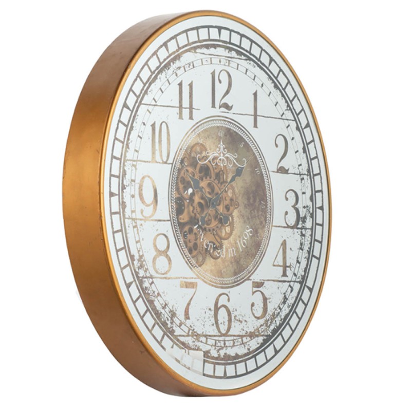 Artekko Clock Μπρονζέ Ρολόι Τοίχου MDF με Καθρέφτη (81.8x10.2x81.8)cm
