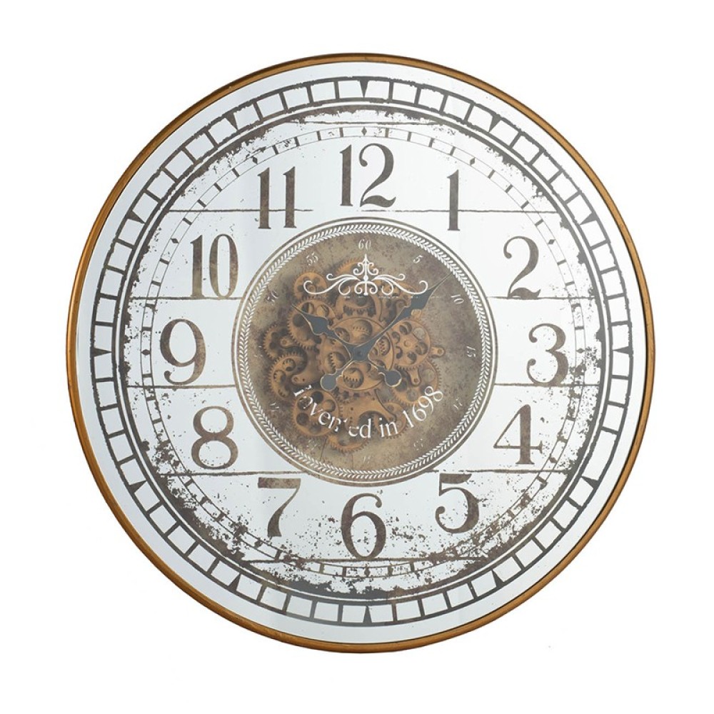 Artekko Clock Μπρονζέ Ρολόι Τοίχου MDF με Καθρέφτη (81.8x10.2x81.8)cm