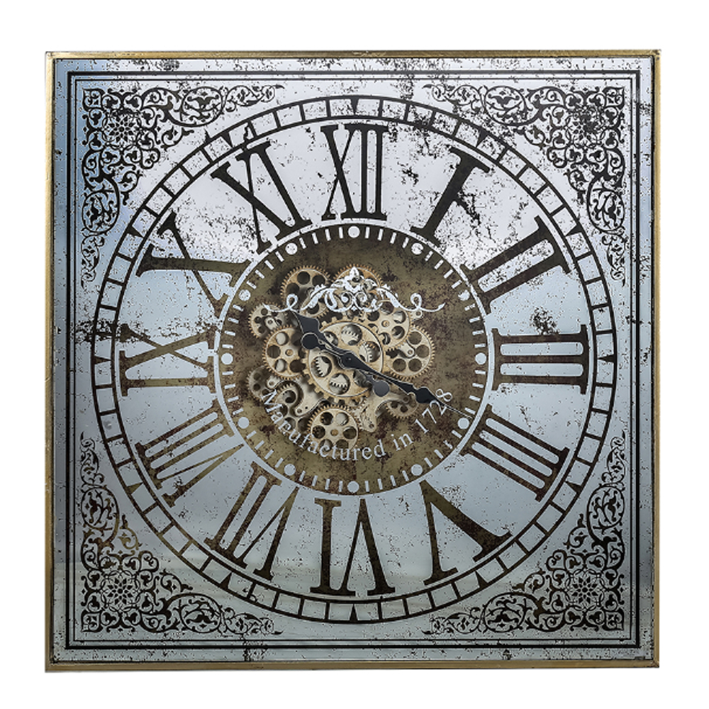 Artekko Clock Ρολόι Τοίχου MDF με Καθρέφτη με Χρυσές και Ασημί Λεπτομέρειες (81.8x10.2x81.8)cm