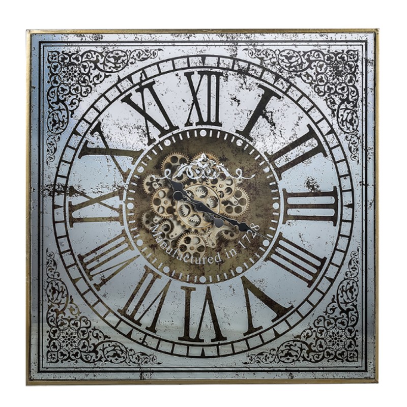 Artekko Clock Ρολόι Τοίχου MDF με Καθρέφτη με Χρυσές και Ασημί Λεπτομέρειες (81.8x10.2x81.8)cm