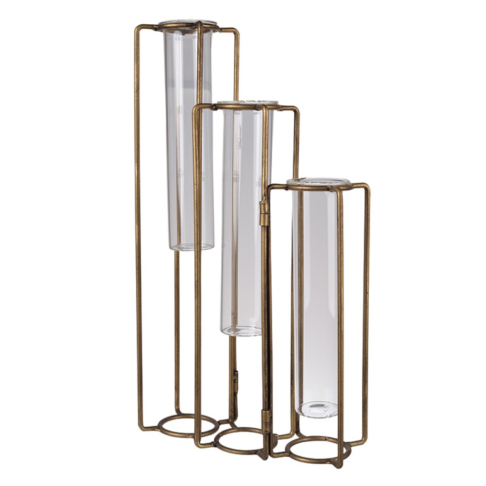 Artekko Pedestal Χρυσό Ασύμμετρο Μεταλλικό Βάζο (21.5x7x38.8)cm