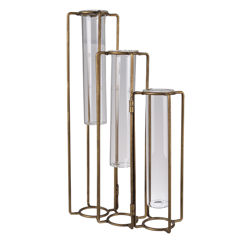 Artekko Pedestal Χρυσό Ασύμμετρο Μεταλλικό Βάζο (21.5x7x38.8)cm