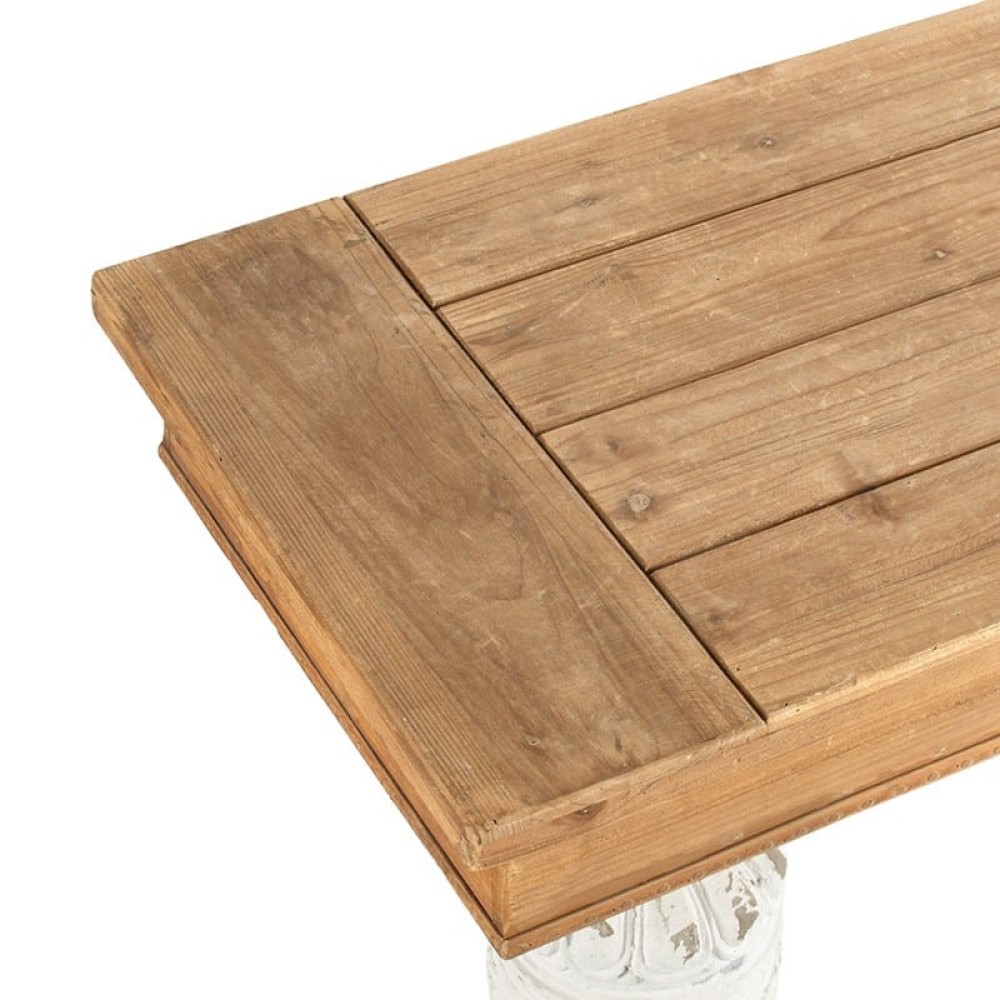 Artekko Console Κονσόλα από Ξύλο Ελάτης σε Λευκή και Φυσική Απόχρωση (150x45x82)cm