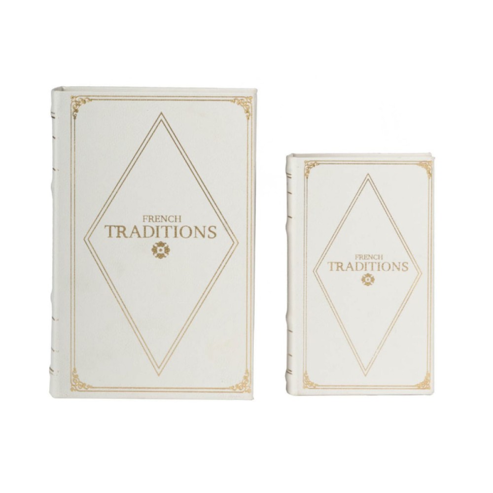 Artekko Book Διακοσμητικά Βιβλία MDF με Αποθηκευτικό Χώρο σε Λευκό με Χρυσό (27x17.5x6.5)cm 2pcs