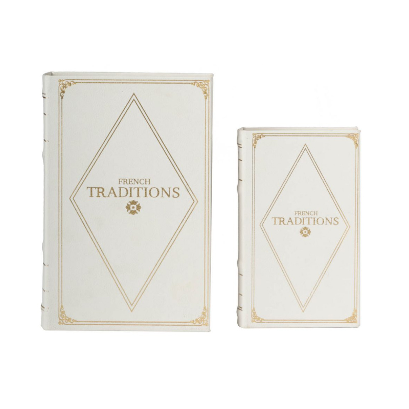 Artekko Book Διακοσμητικά Βιβλία MDF με Αποθηκευτικό Χώρο σε Λευκό με Χρυσό (27x17.5x6.5)cm 2pcs