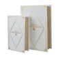 Artekko Book Διακοσμητικά Βιβλία MDF με Αποθηκευτικό Χώρο σε Λευκό με Χρυσό (27x17.5x6.5)cm 2pcs