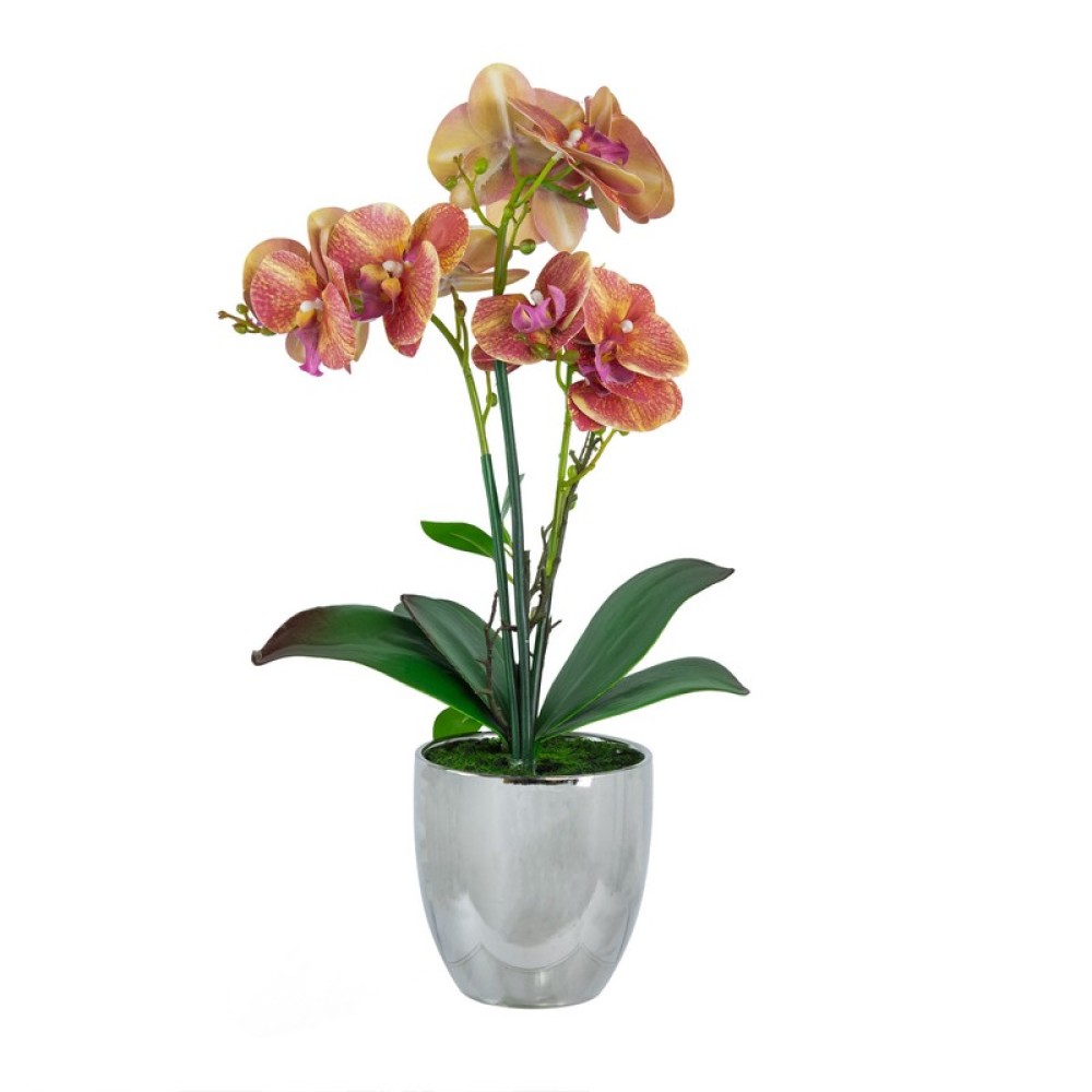Artekko Orchid Τεχνητή Ορχιδέα σε Ασημί Κασπώ (26x13x60)cm