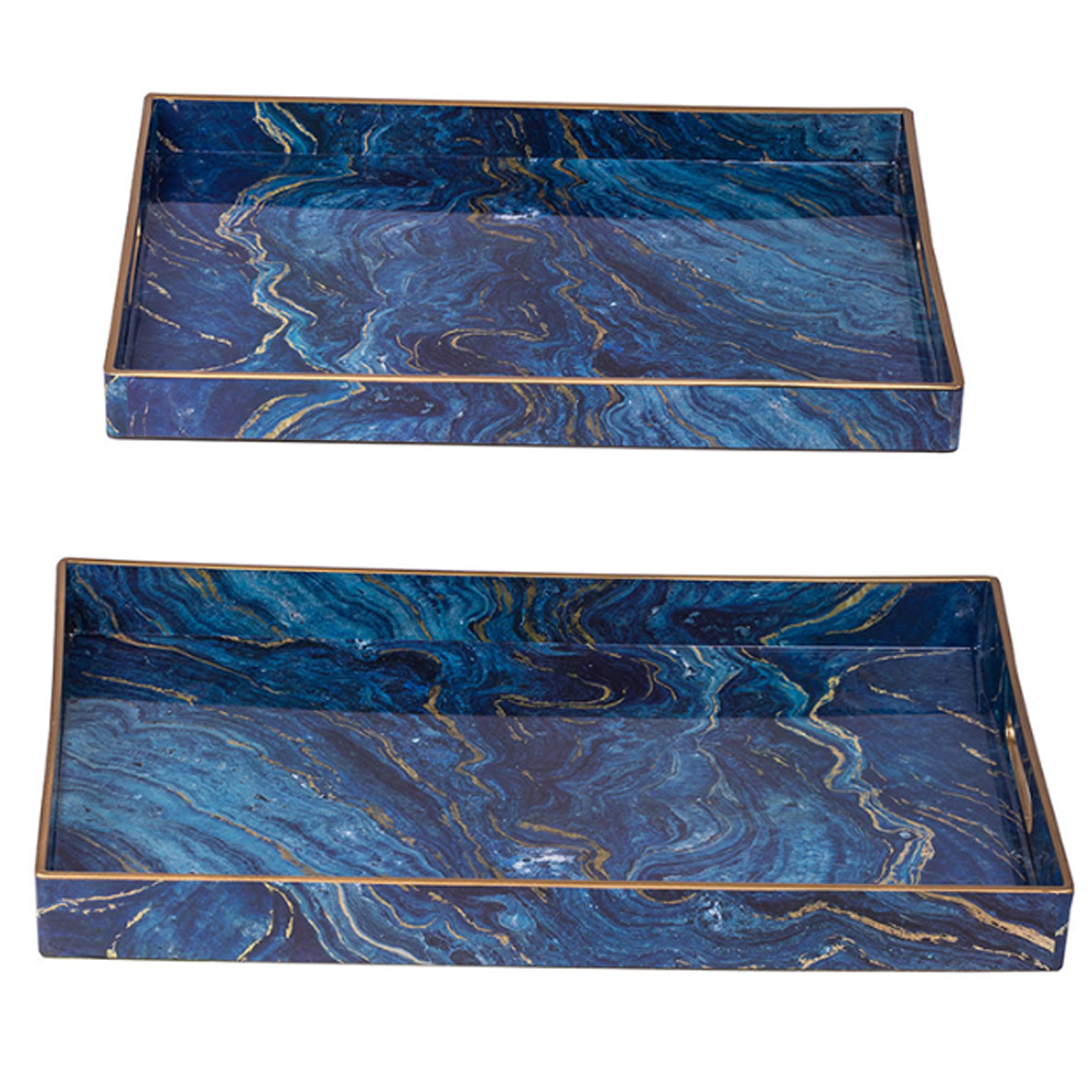 Artekko Tray Μπλε Πλαστικός Δίσκος Σερβιρίσματος (48x35x4.3)cm 2pcs