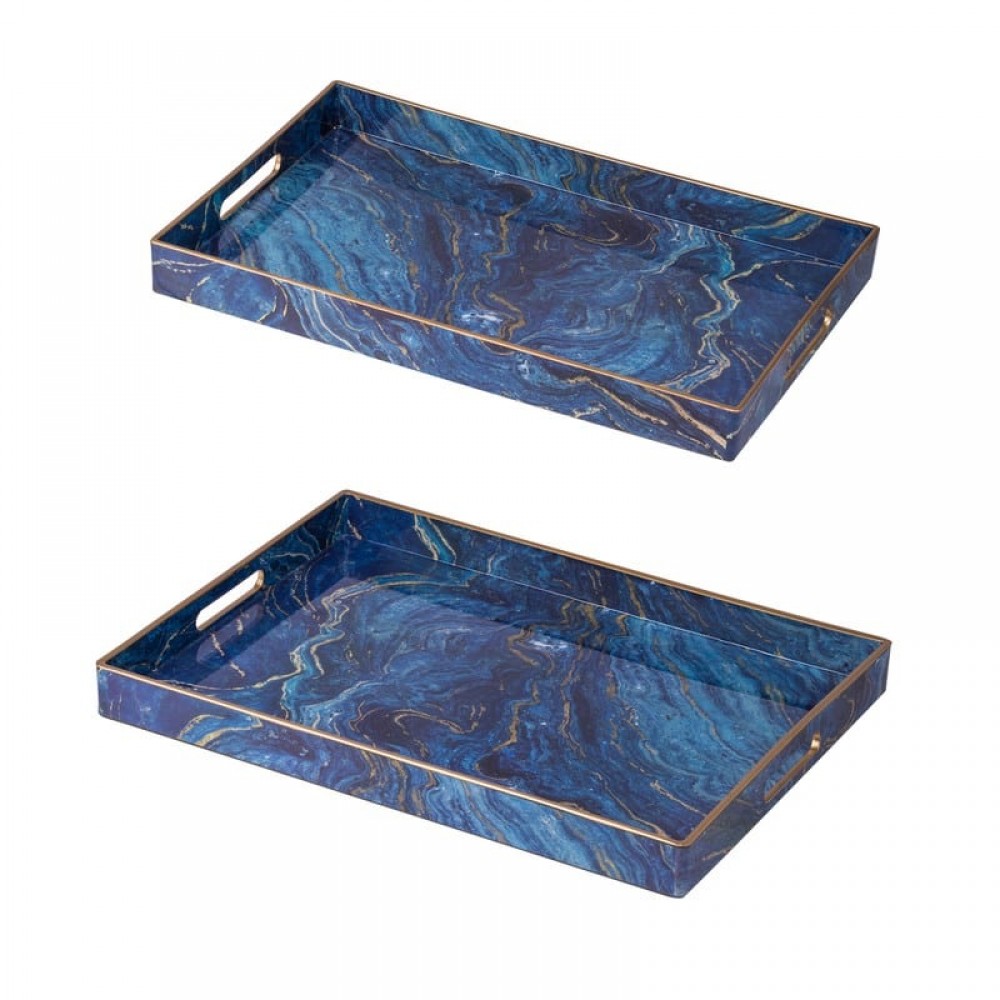 Artekko Tray Μπλε Πλαστικός Δίσκος Σερβιρίσματος (48x35x4.3)cm 2pcs