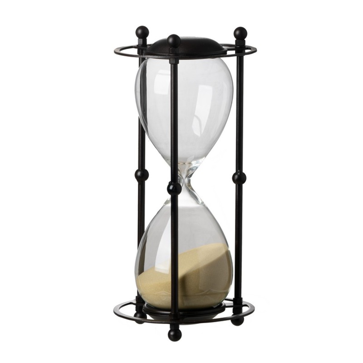 Artekko Hourglass Μαύρη Διακοσμητική Κλεψύδρα σε Μεταλλική Βάση με Μπεζ Άμμο (15.8x15.8x33)cm