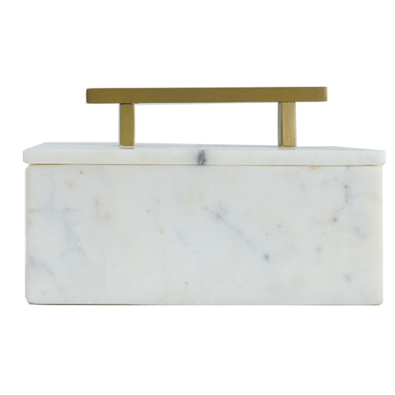Artekko Marble Box Κοσμηματοθήκη Κουτί Διακοσμητικό Μάρμαρο Μέταλλο Λευκό Χρυσό (18x12.5x11)cm