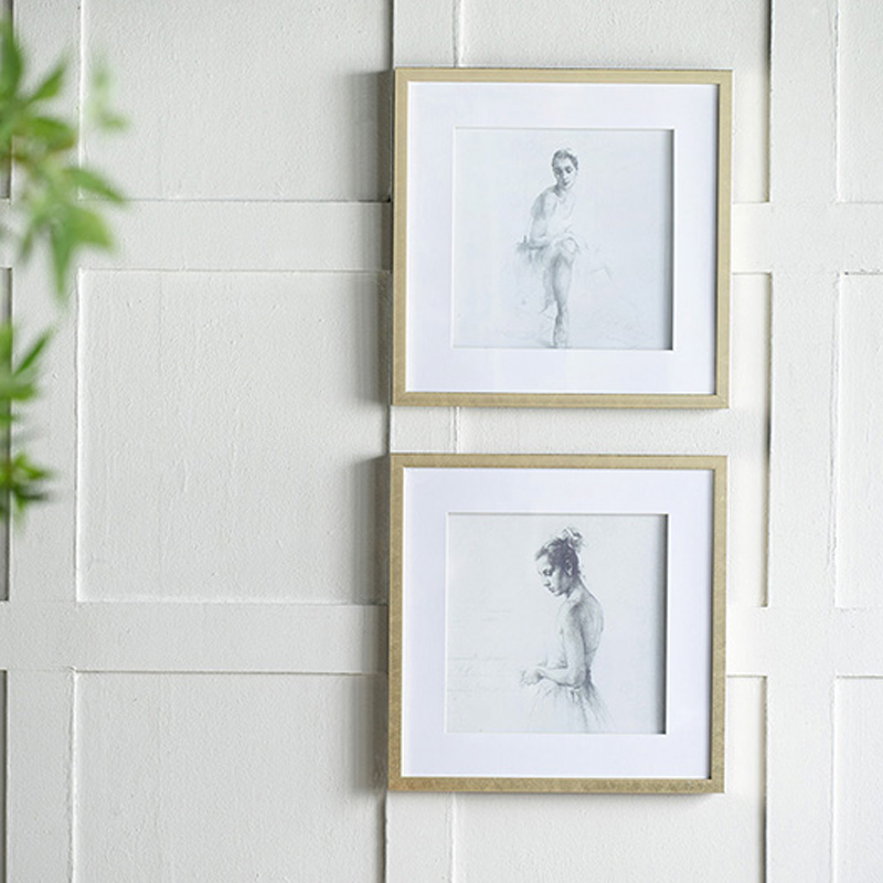 Artekko Ballet Κάδρα με Μπαλαρίνες σε Χρυσή Κορνίζα (50x3x50)cm