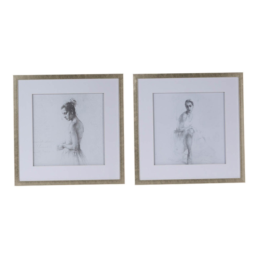 Artekko Ballet Κάδρα με Μπαλαρίνες σε Χρυσή Κορνίζα (50x3x50)cm