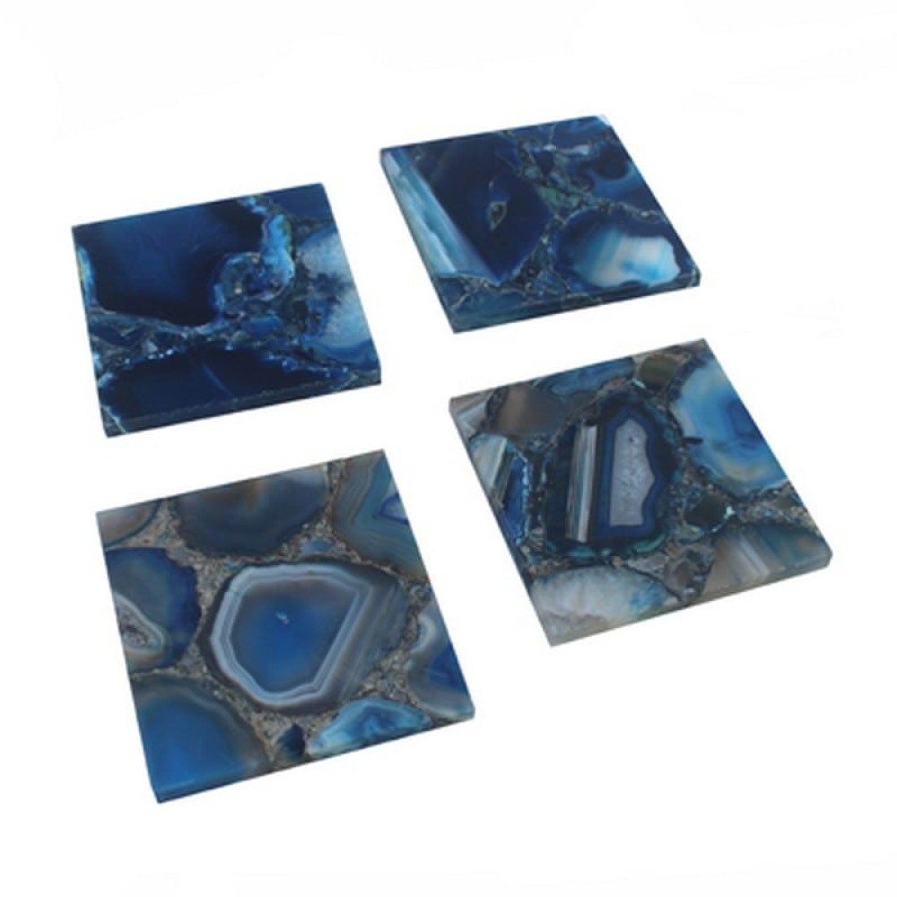 Artekko Quartz Σουβέρ από Μπλε Χαλαζία (10x10x1.1)cm 4pcs