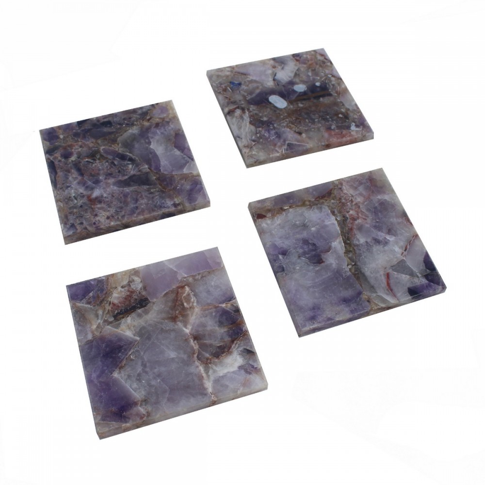 Artekko Quartz Σουβέρ από Μοβ Χαλαζία (10x10x1.1)cm 4pcs