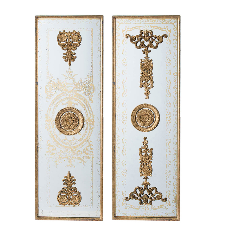 Artekko Mirror MDF  Καθρέπτης Τοίχου με Ανάγλυφες Χρυσές Λεπτομέριες (40.4x4.1x121.9)cm 2pcs