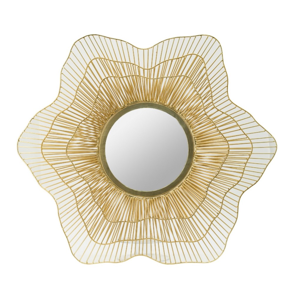 Artekko Mirror Χρυσός Μεταλλικός Καθρέπτης Τοίχου (68.6x6x68.6)cm