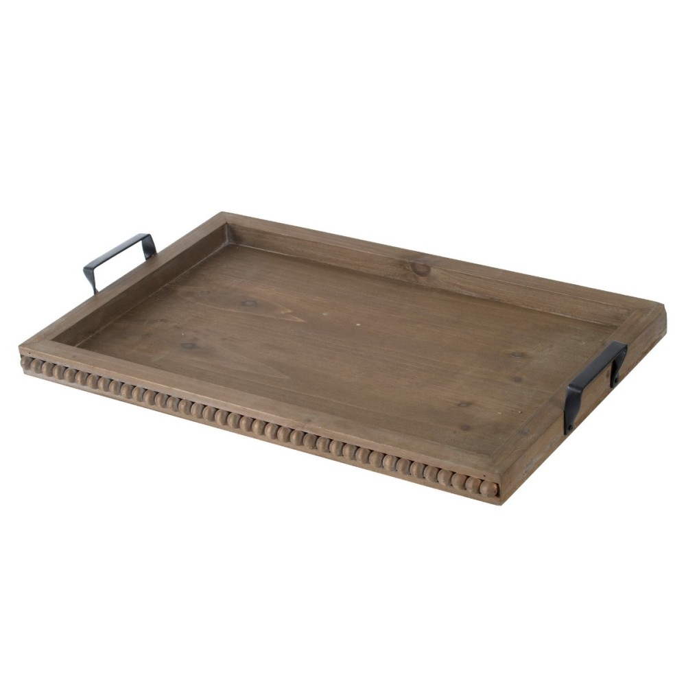 Artekko Tray Διακοσμητικός Δίσκος Ξύλο Ελάτης Μέταλλο Καφέ (60x38x7)cm