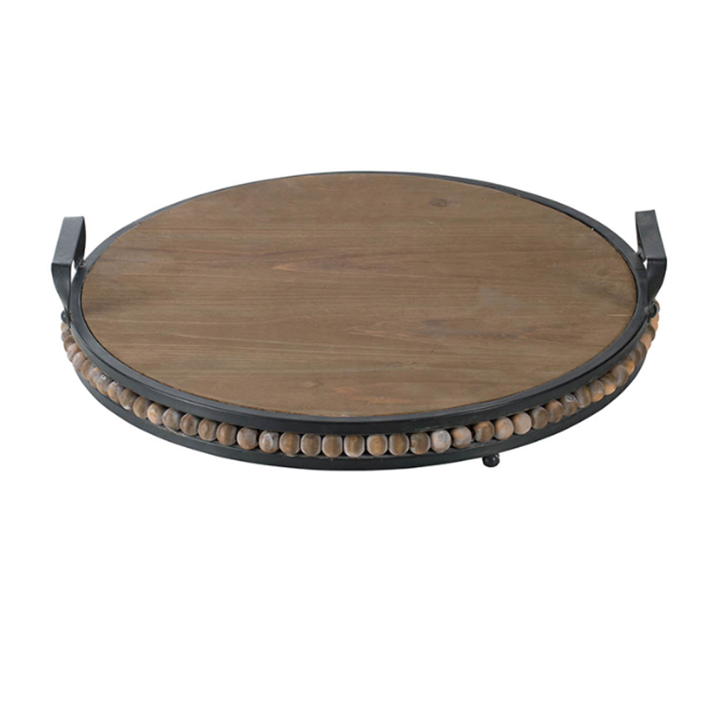 Artekko Tray Καφέ Διακοσμητικός Δίσκος από Ξύλο Ελάτης με Μεταλλικές Μαύρες Λεπτομέρειες (45x45x9)cm