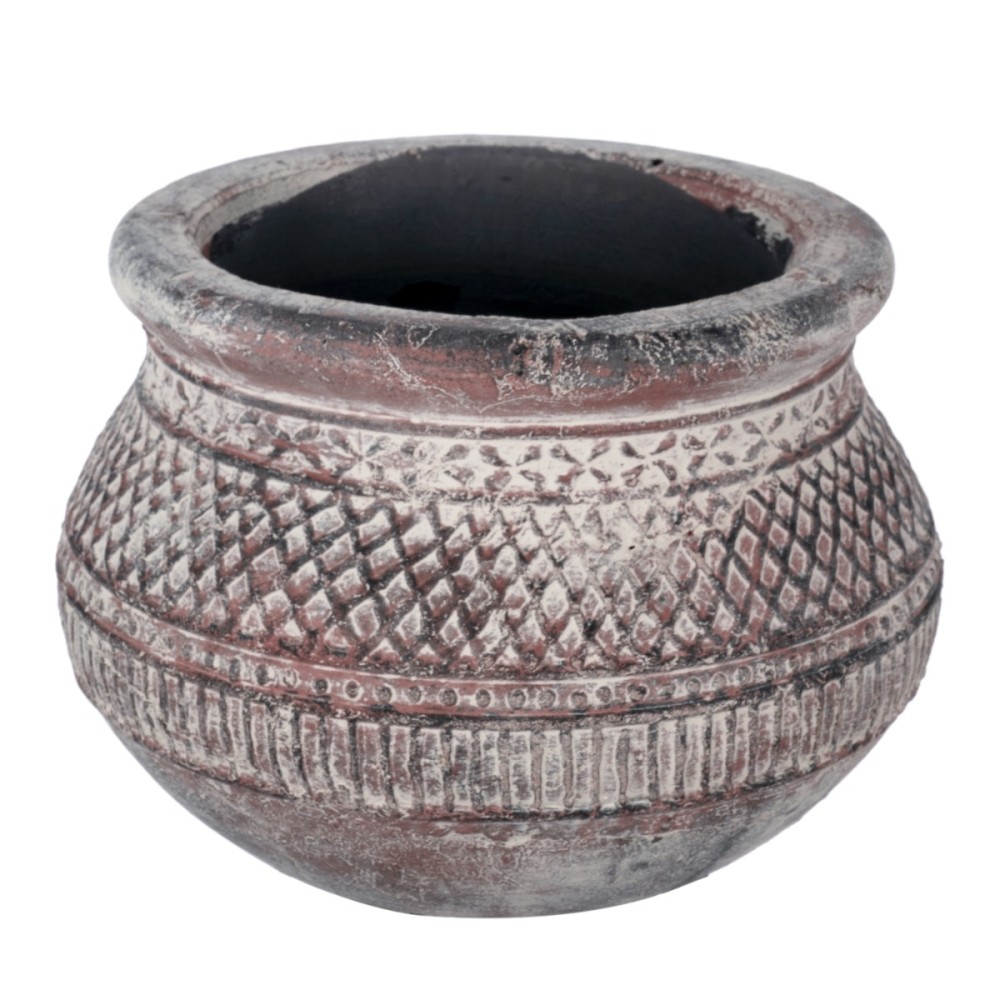 Artekko Pot Κασπώ από Τερακότα σε Γκρι Πατίνα (25x25x18)cm