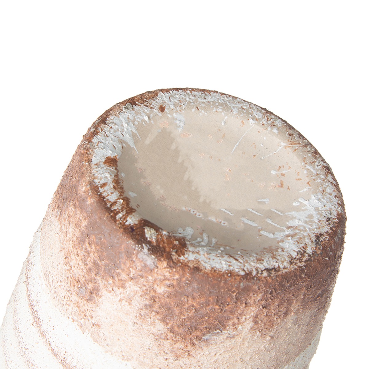 Artekko Antique Λευκό Κεραμικό Βάζο με Καφέ Λεπτομέρειες (12.7x12.7x28.4)cm