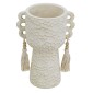 Artekko Antique Βάζο/Κασπώ με Φούντες από Τερακότα Μπεζ (17.6x12.5x24)cm