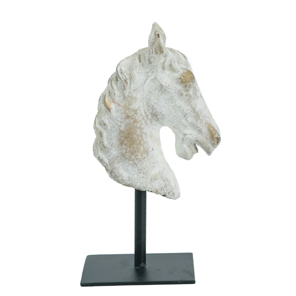 Artekko Horse Μπεζ Τσιμεντένιο Διακοσμητικό Άλογο σε Μεταλλική Μαύρη Βάση (12x8x21.5)cm