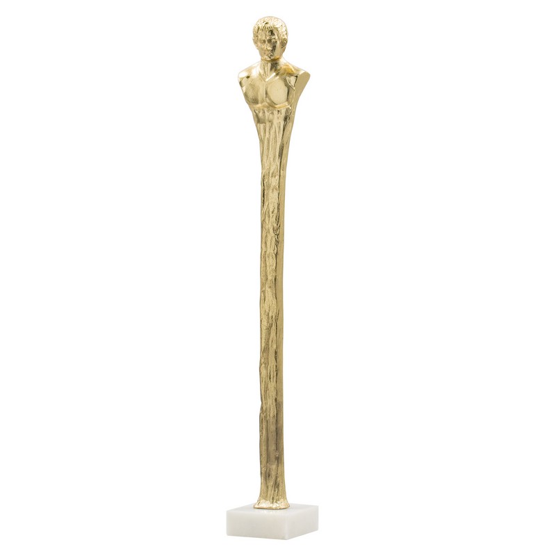 Artekko Marble Χρυσή Μεταλλική Διακοσμητική Προτομή με Μαρμάρινη Λευκή Βάση (14x14x81.3)cm