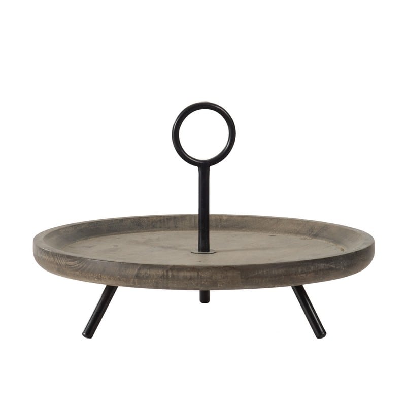 Artekko Riser Καφέ Ξύλινος Διακοσμητικός Δίσκος (40x40x28)cm