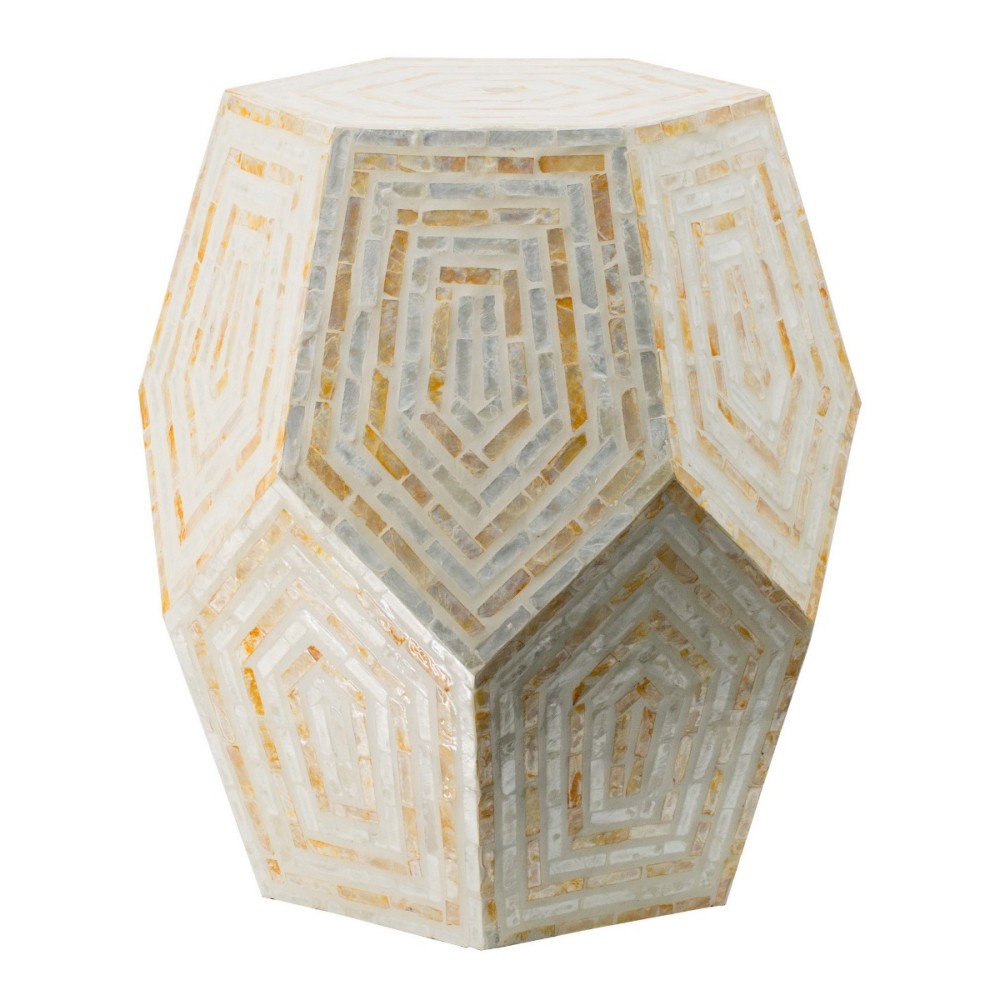 Artekko Ivory Βοηθητικό Τραπέζι Σκαμπό από MDF με Κοχύλια Capiz (46x46x53)cm