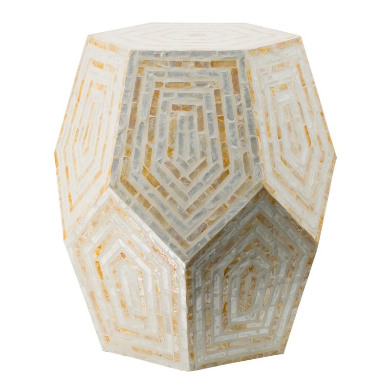 Artekko Ivory Βοηθητικό Τραπέζι Σκαμπό από MDF με Κοχύλια Capiz (46x46x53)cm