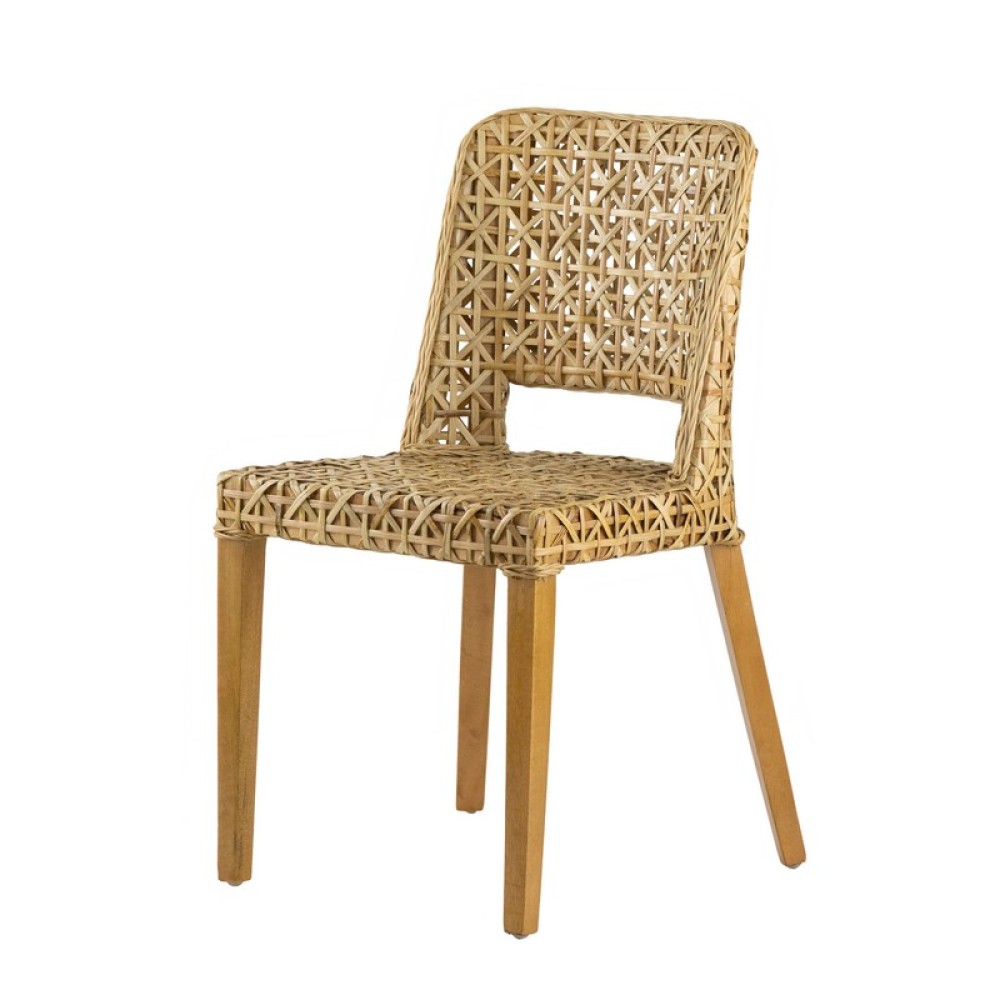 Artekko Rattan Ξύλινη Καρέκλα με Ρατάν σε Φυσική Απόχρωση (52x46x85)cm