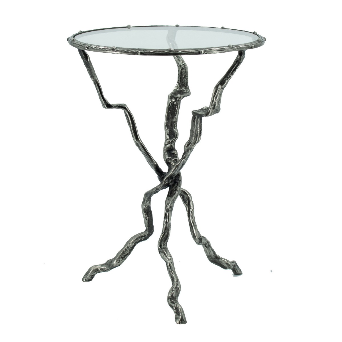 Artekko Zenia Ασημί Μεταλλικό Βοηθητικό Τραπέζι (43x43x60)cm