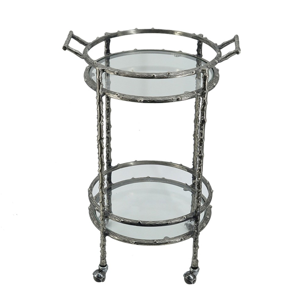 Artekko Cart Twig Ασημί Μεταλλικό Βοηθητικό Τρόλεϊ Μπαρ με 2 Επίπεδα (41x51x76)cm