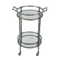 Artekko Cart Twig Ασημί Μεταλλικό Βοηθητικό Τρόλεϊ Μπαρ με 2 Επίπεδα (41x51x76)cm