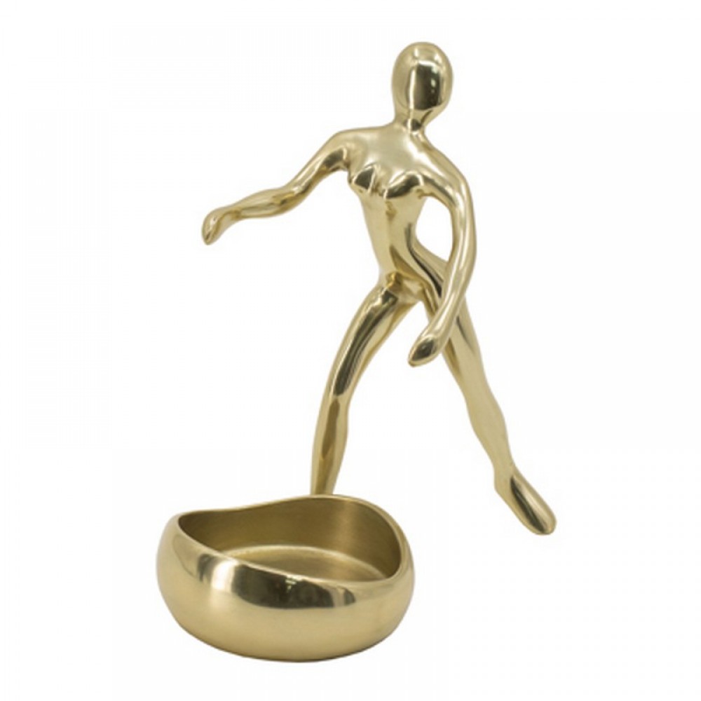 Artekko Figurine Διακοσμητική Θήκη για Μπουκάλι με Φιγούρα Μεταλλικό Χρυσό (10x18x21.5)cm